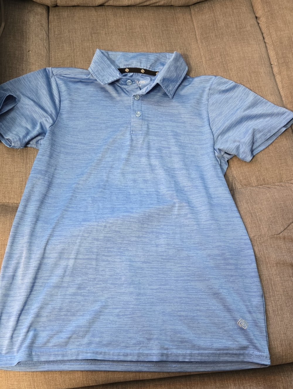 ZELOS Blue Striped Polo Shirt